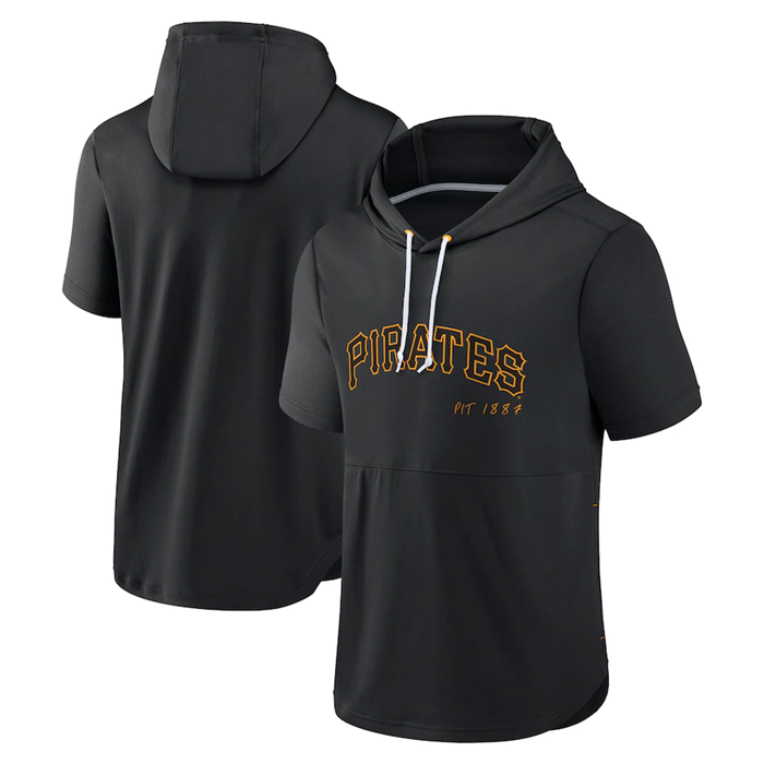 Men's Pittsburgh Pirates Black Sideline Training Hooded Performance T-Shirt - Click Image to Close